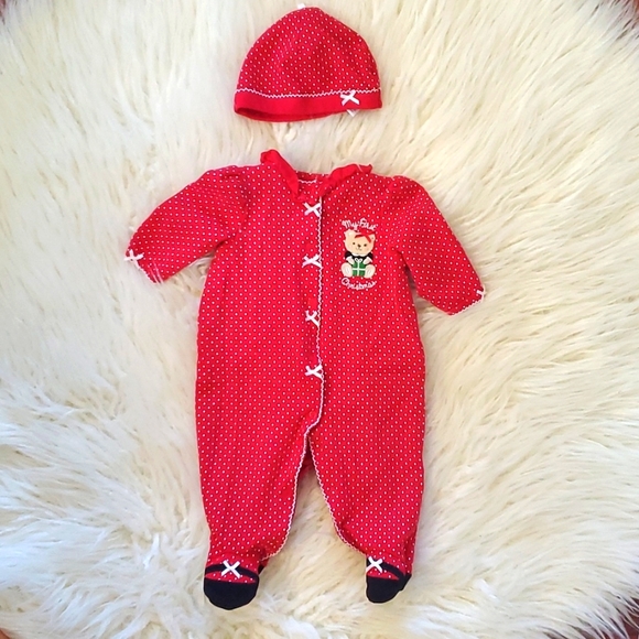 Little Me Red & White Christmas Bodysuit - 3M (EUC) - Picture 1 of 7
